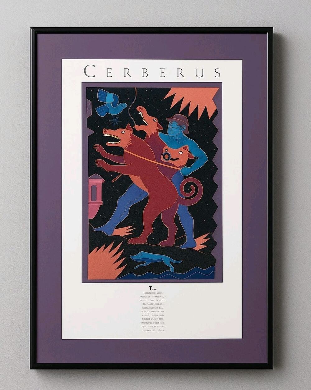 McRay Magleby Cerberus Greek Myth Hercules Framed Art Print Poster Vintage 1980s